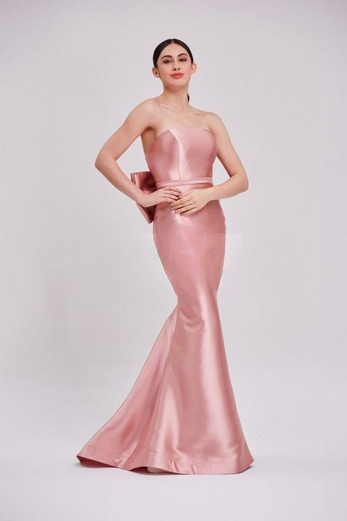 Strapless dusty pink ball gown